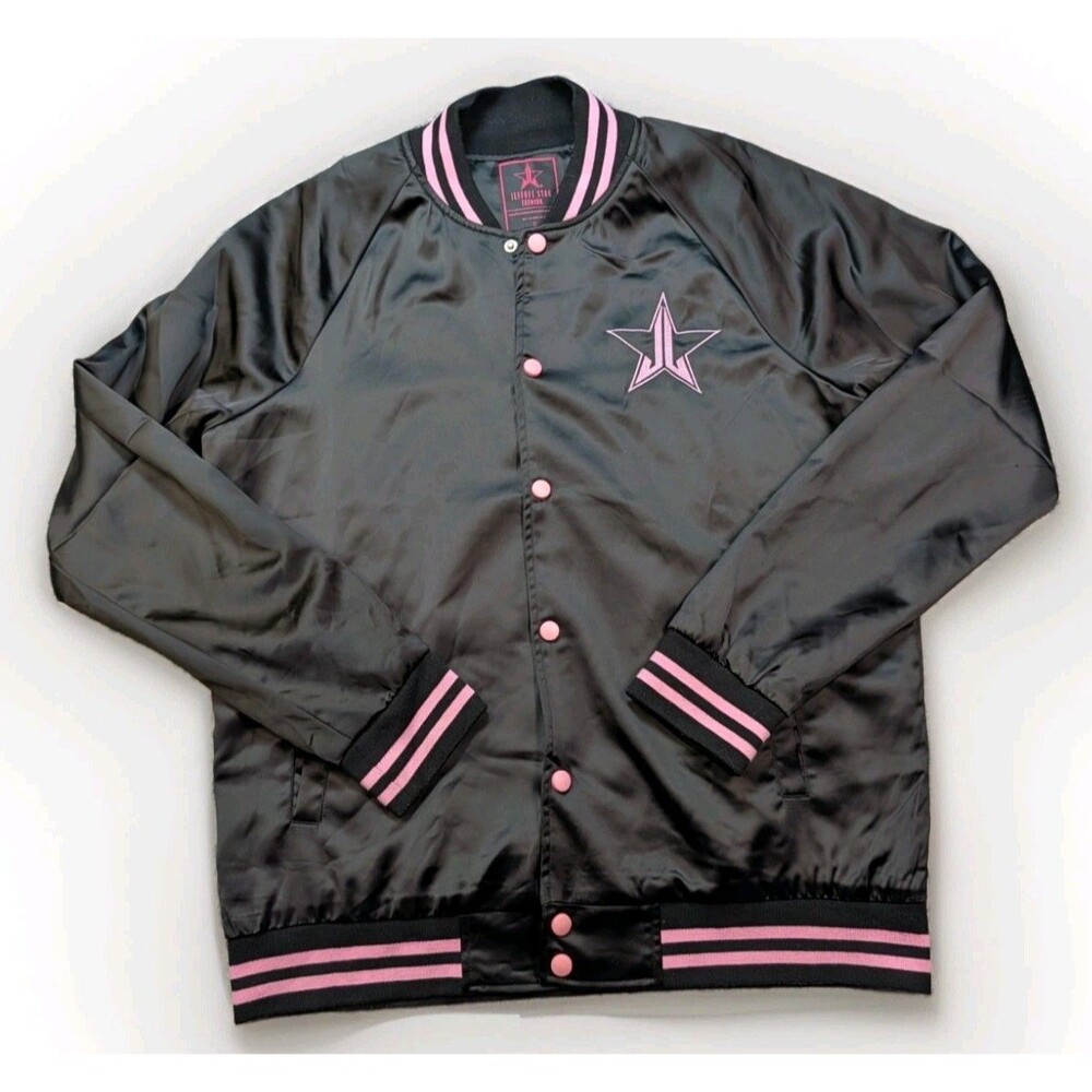 Jeffree Star Cosmetics Fashion Pink Black Bomber Satin Jacket Size Medium